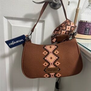 Wrangler Tan and Pink Patterned Shoulder Bag
